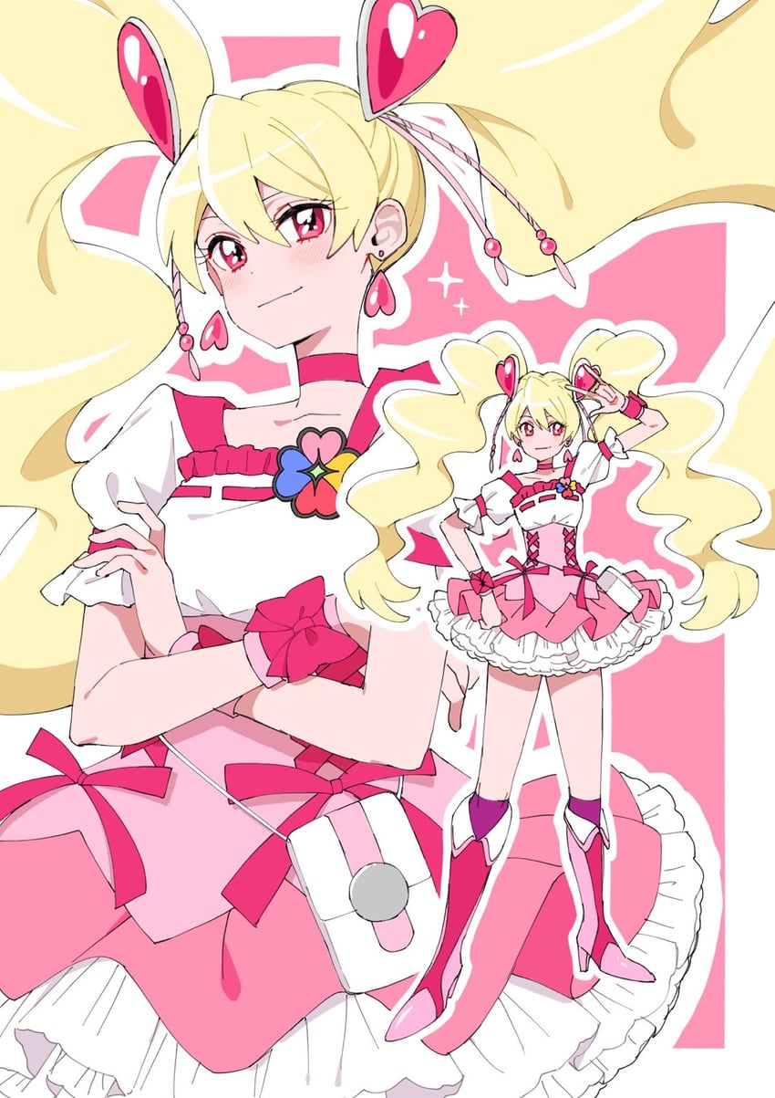 momozono love and cure peach (precure and 1 more) drawn by shirako_love