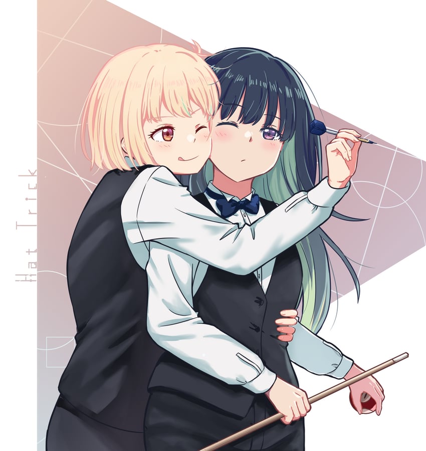 nishikigi chisato and inoue takina (lycoris recoil) drawn by chai_haru