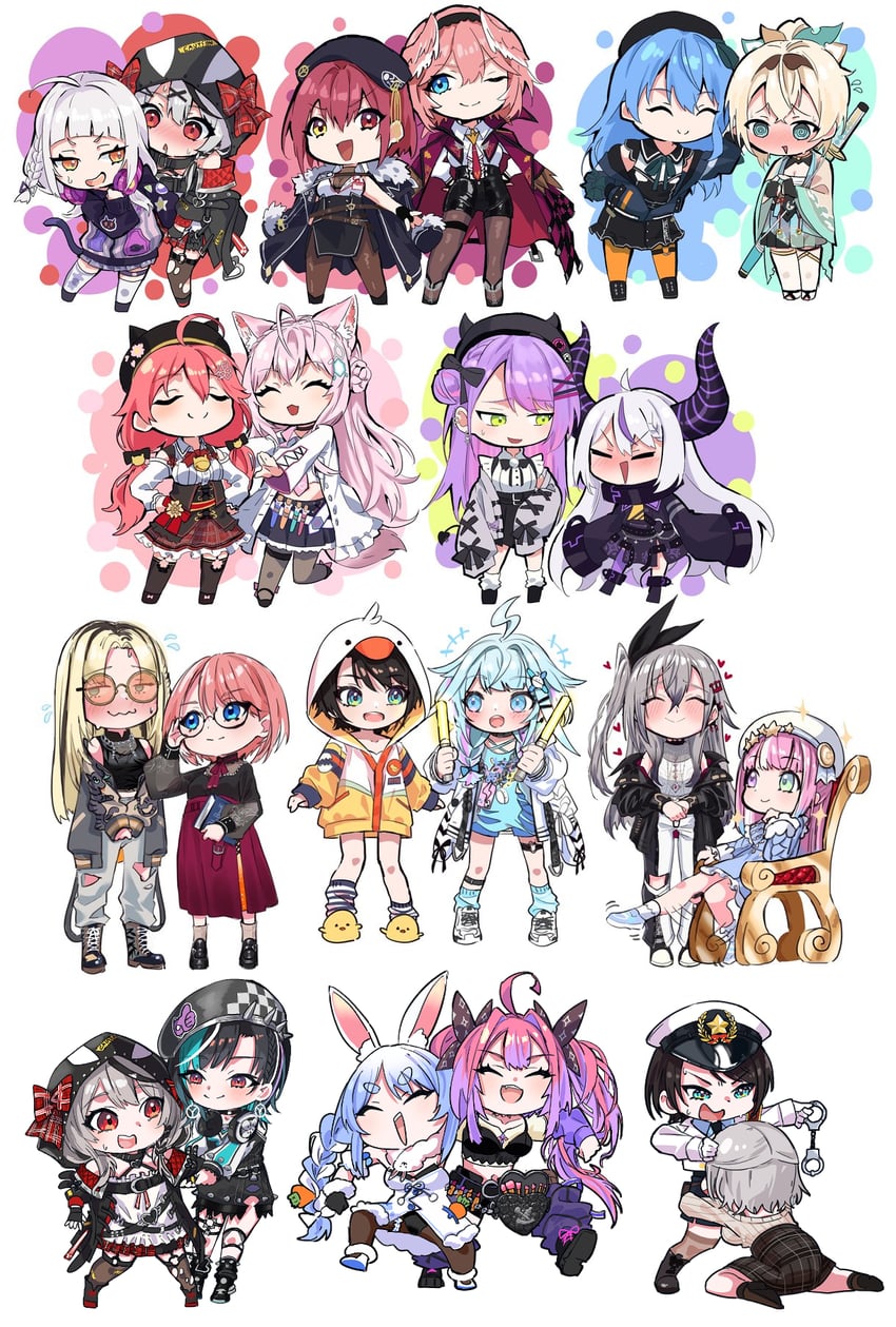 houshou marine, hoshimachi suisei, usada pekora, sakura miko, tokoyami towa, and 14 more (hololive and 1 more) drawn by hiyashinssu