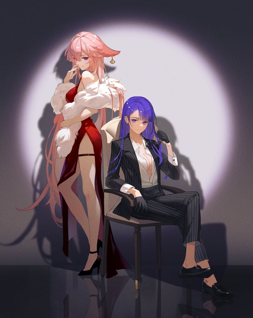 raiden shogun and yae miko (genshin impact) drawn by chenshuisuhe