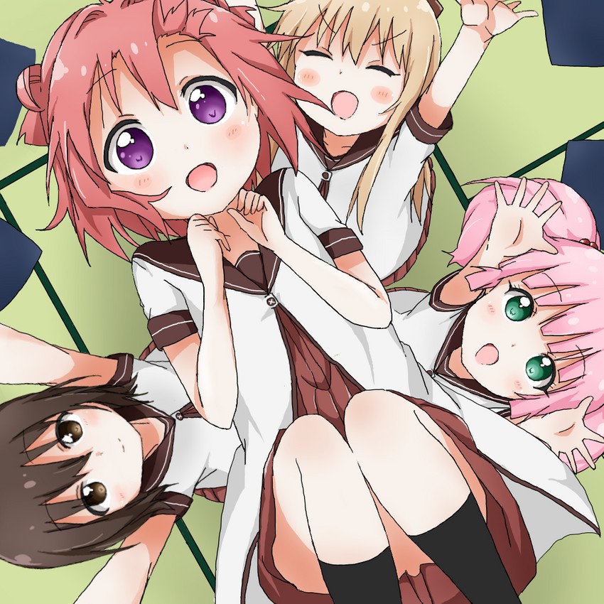toshinou kyouko, akaza akari, funami yui, and yoshikawa chinatsu (yuruyuri) drawn by mesushio