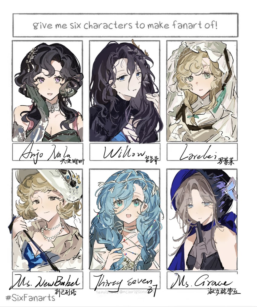 anjo nala, willow, lorelei, 37, ms. newbabel, and 1 more (reverse:1999) drawn by around_the_stream
