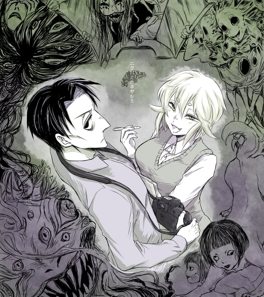 asama hirotaka and inubousaki shioi (nikubami honegishimi) drawn by runarica0914