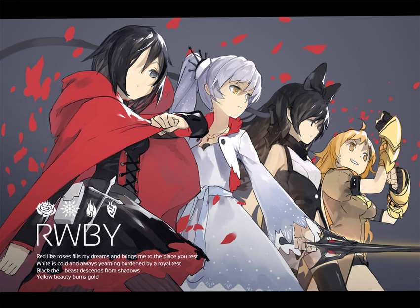 ruby rose, weiss schnee, yang xiao long, and blake belladonna (rwby) drawn by jong_tu