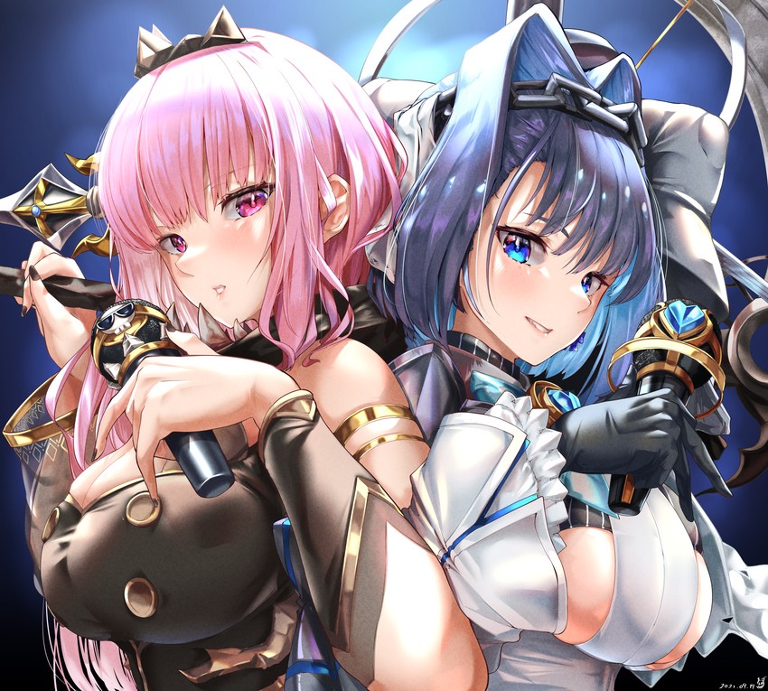 mori calliope and ouro kronii (hololive and 1 more) drawn by dainana_sugune
