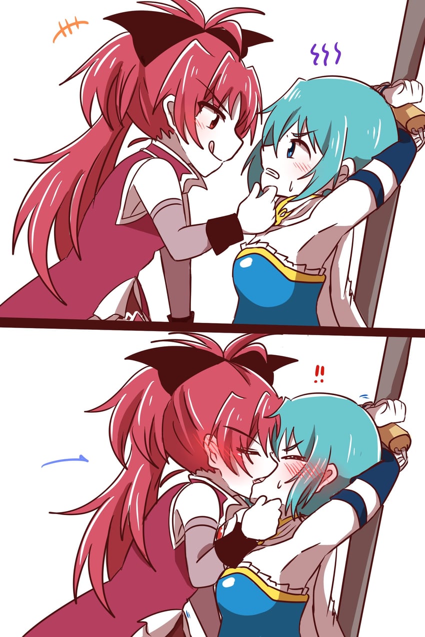 miki sayaka and sakura kyoko (mahou shoujo madoka magica) drawn by jx2_(jennyiq)
