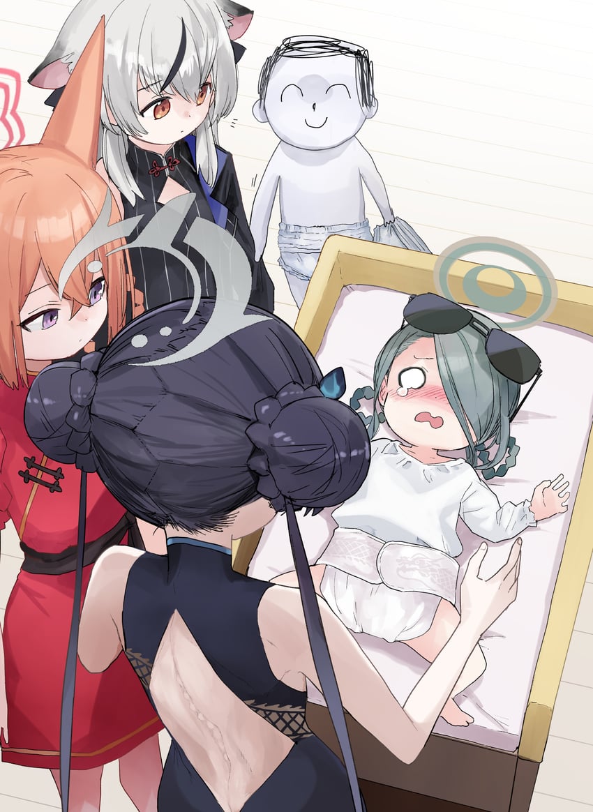 sensei, doodle sensei, kisaki, kokona, rumi, and 1 more (blue archive) drawn by sadamatsu_ryuuichi