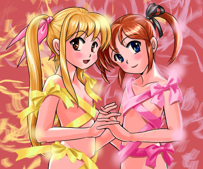 fate testarossa and takamachi nanoha (lyrical nanoha and 1 more) drawn by ren-chan