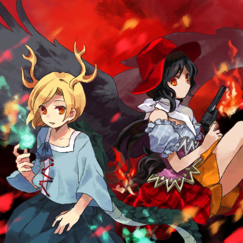 kicchou yachie and kurokoma saki (touhou) drawn by kaigen_1025