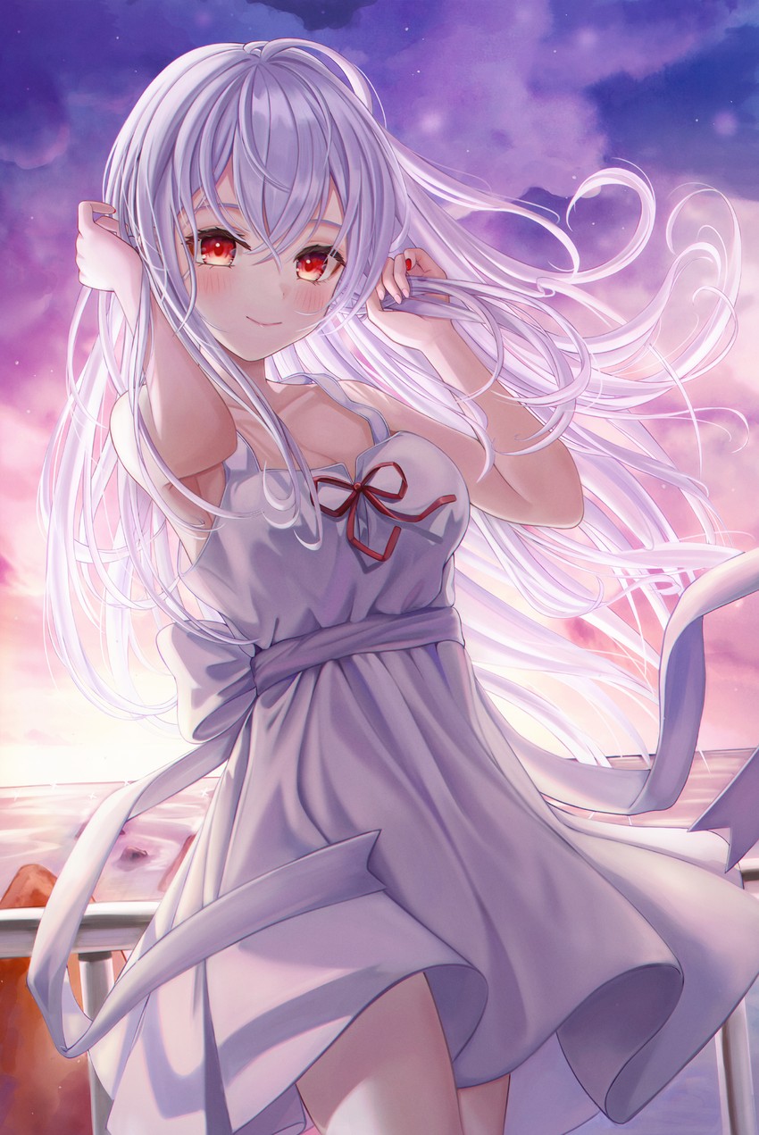 Anime Girl With Silver Hair And Gold Eyes
