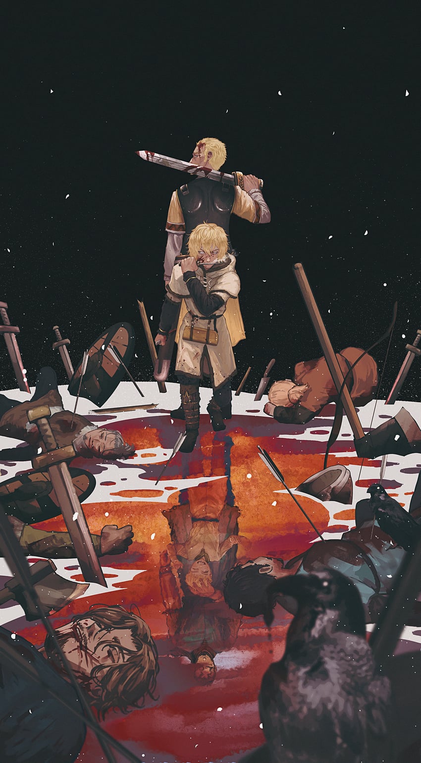 thorfinn, askeladd, and thors (vinland saga) drawn by yorunue_ro