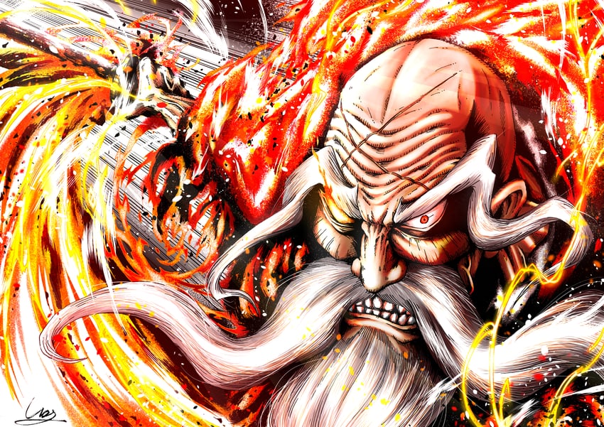 yamamoto-genryuusai shigekuni (bleach and 1 more) drawn by gamjagom