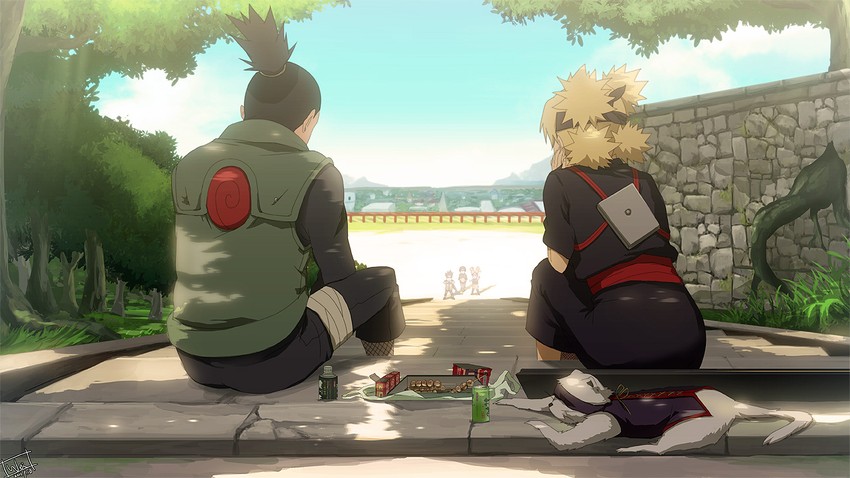 temari, nara shikamaru, sarutobi konohamaru, kazamatsuri moegi, ise udon, and 1 more (naruto and 1 more) drawn by wei