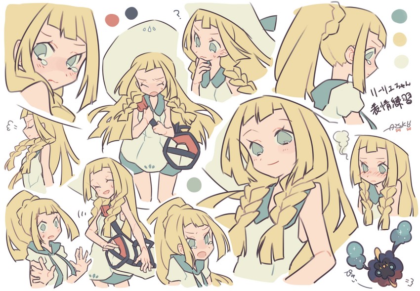 lillie and cosmog (pokemon and 1 more) drawn by auko
