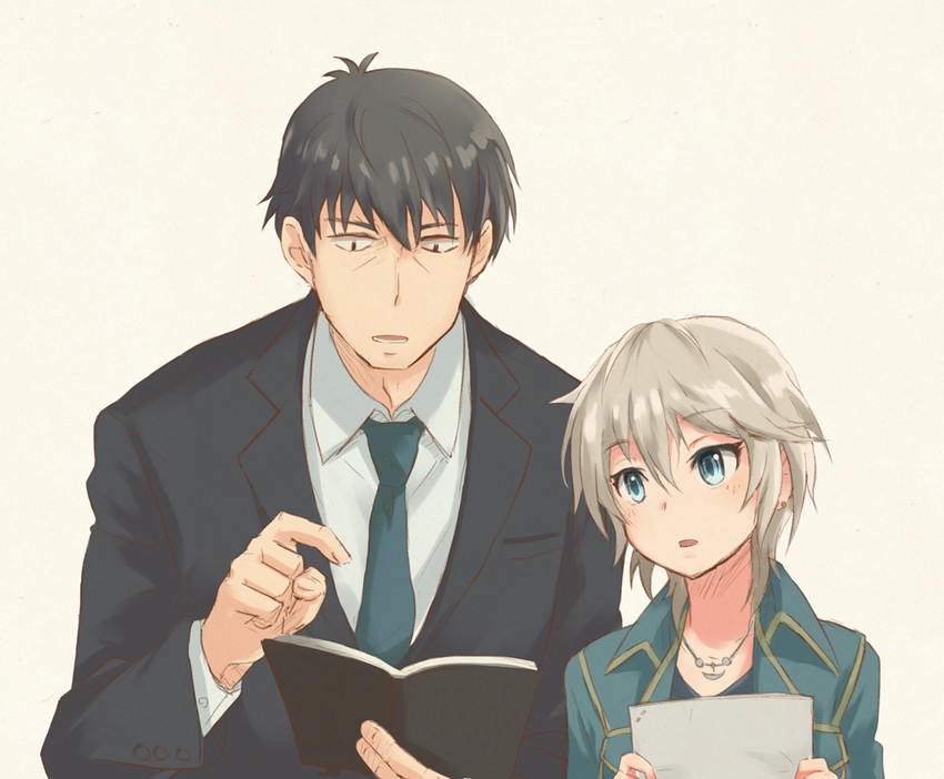 producer and anastasia (idolmaster and 1 more) drawn by marimo_(momiage)