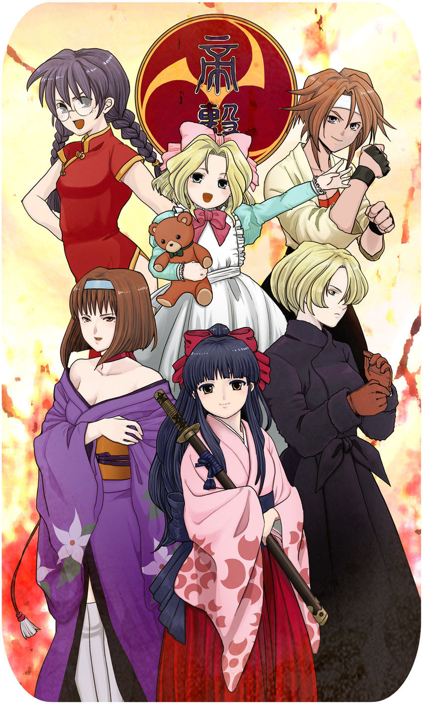 shinguuji sakura, kanzaki sumire, iris chateaubriand, ri kouran, maria tachibana, and 2 more (sakura taisen) drawn by yuuki_rika