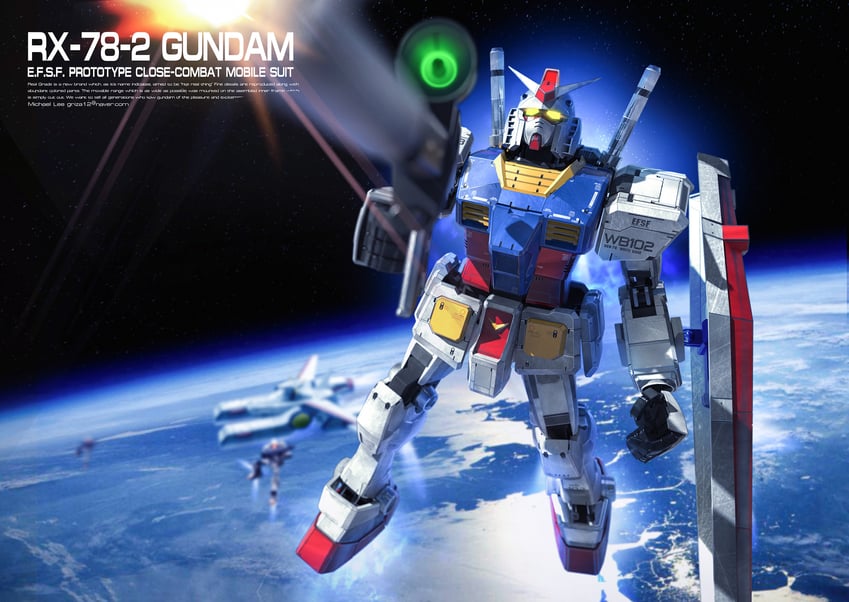 rx-78-2 gundam and white base (gundam and 1 more) drawn by michaellee4