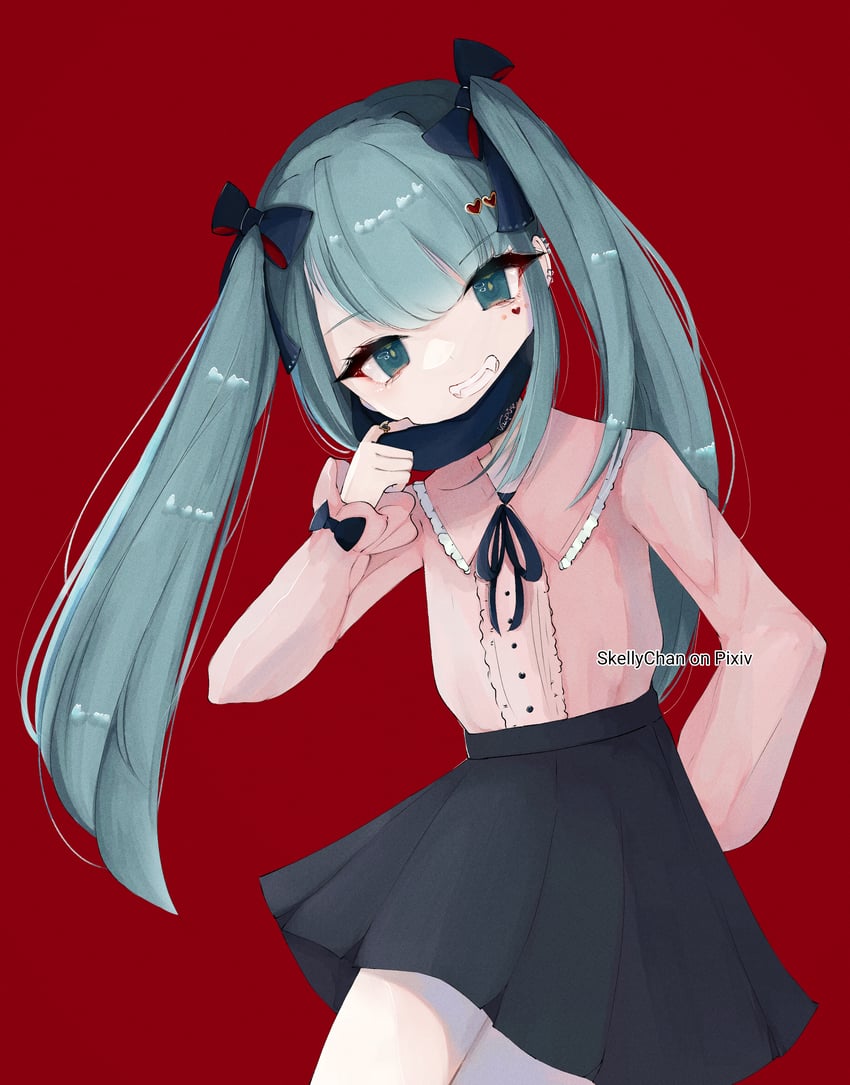 hatsune miku (vocaloid and 1 more) drawn by skellychan