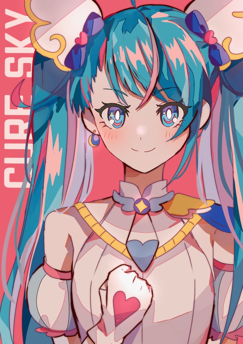 sora harewataru and cure sky (precure and 1 more) drawn by mashiro_(gjer4484)