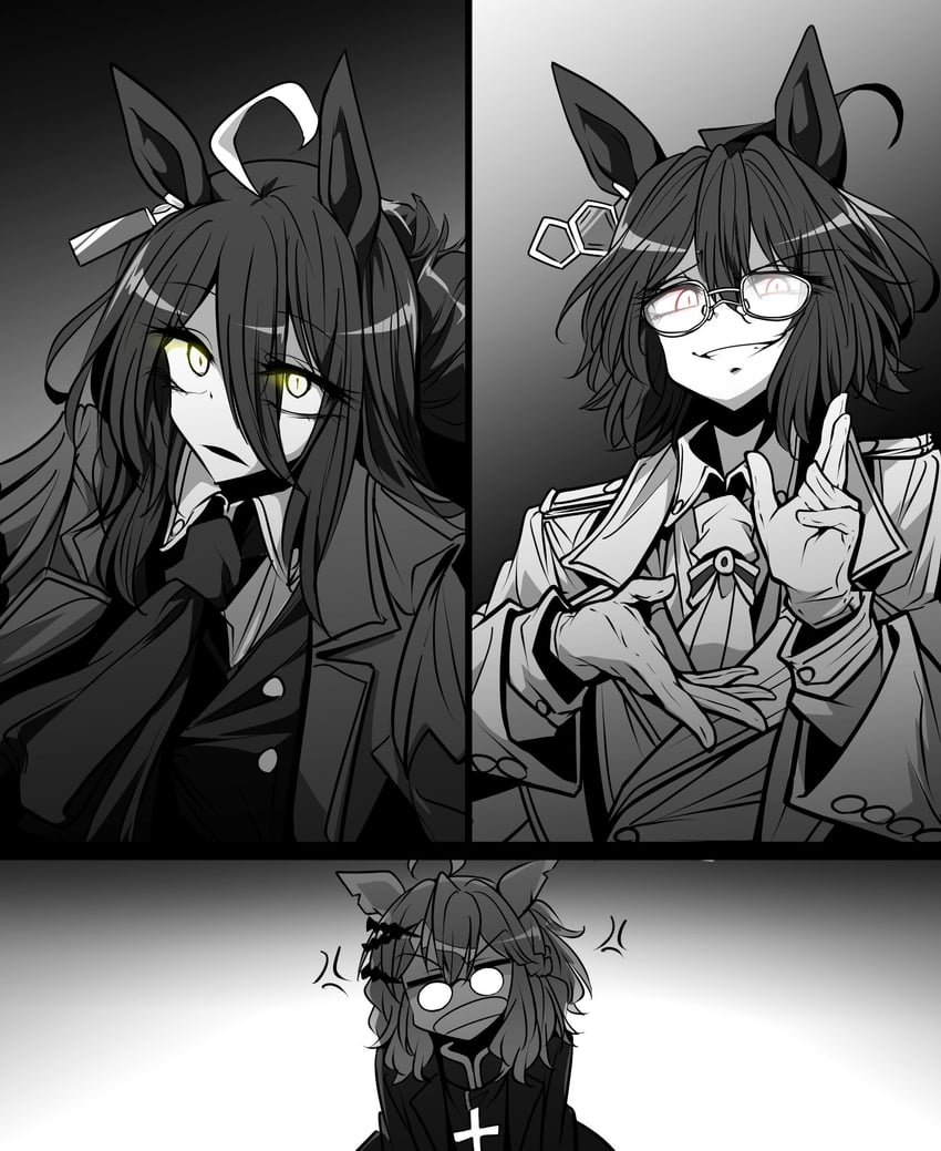 agnes tachyon, manhattan cafe, jungle pocket, alucard, alexander anderson, and 1 more (umamusume and 1 more) drawn by yonedatomo_mizu