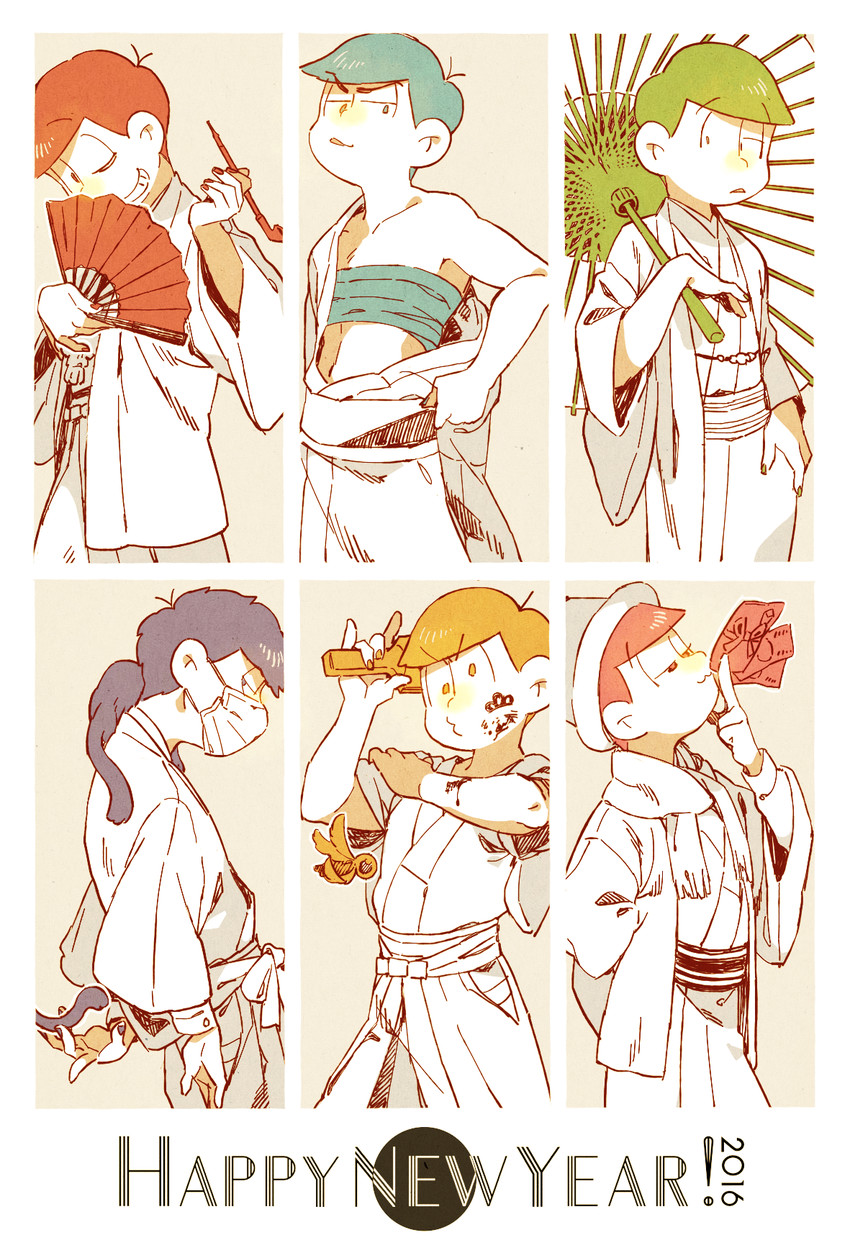 matsuno osomatsu, matsuno karamatsu, matsuno ichimatsu, matsuno jyushimatsu, matsuno choromatsu, and 1 more (osomatsu and 2 more) drawn by katupuraamen