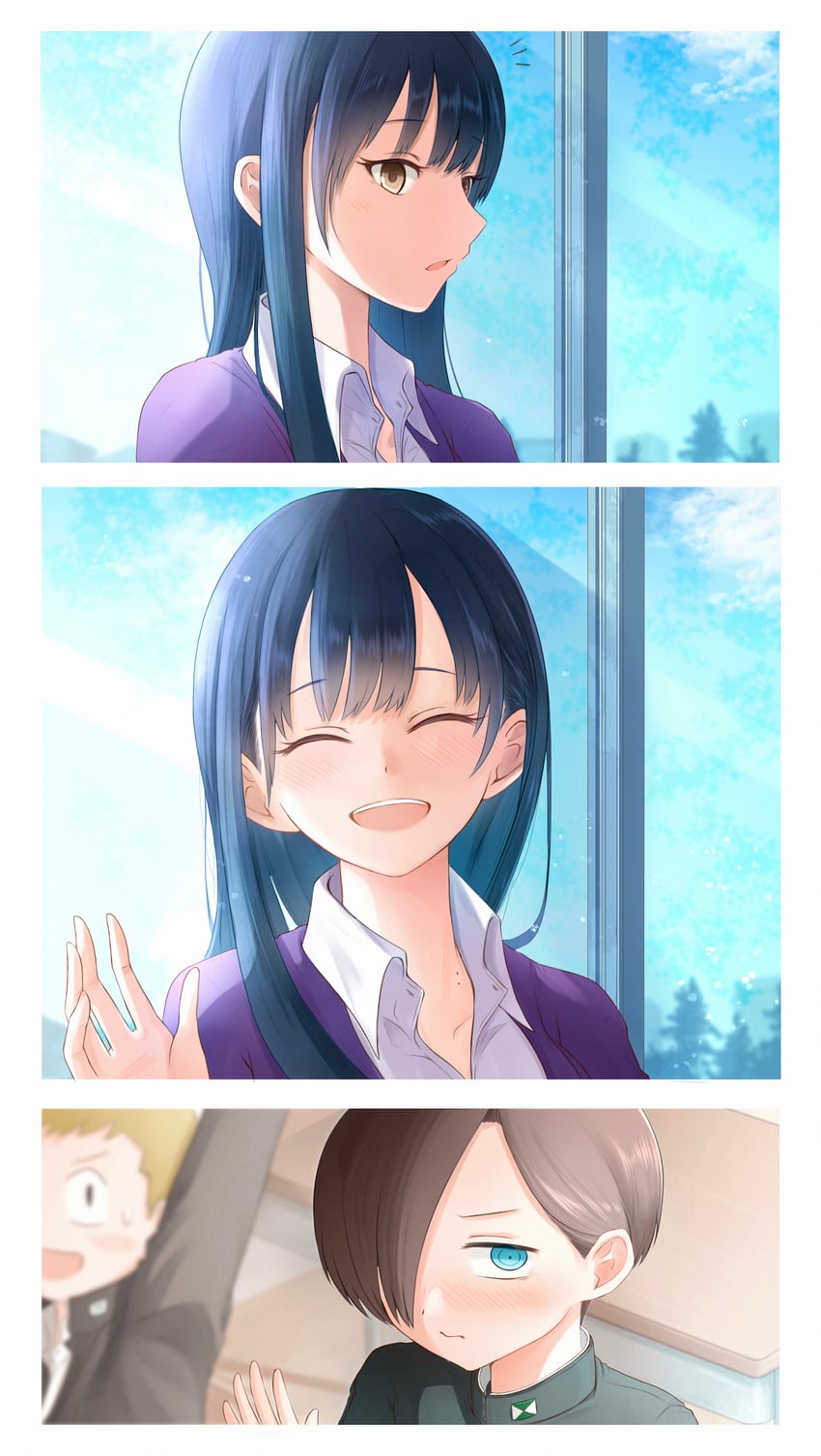 yamada anna, ichikawa kyoutarou, and adachi shou (boku no kokoro no yabai yatsu) drawn by sacra_(sacrabokuyaba)