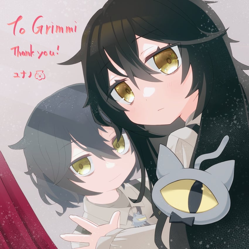 grimmi, skelter, and gaspar (indie virtual youtuber) drawn by hm_yuuri_eri