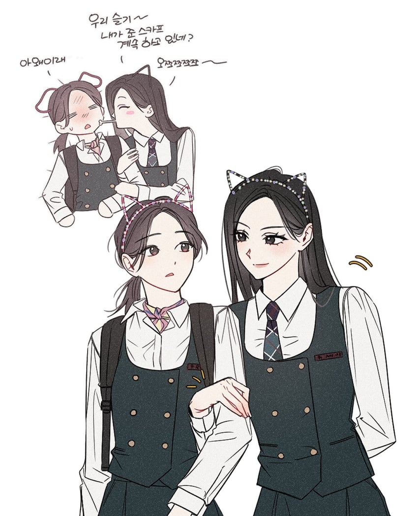 yoo je-i and woo seul-gi (friendly rivalry) drawn by omegiricecake