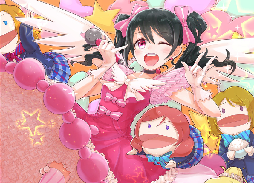 nishikino maki, yazawa nico, kosaka honoka, and koizumi hanayo (love live! and 1 more) drawn by kt._(kaisou-notagui)