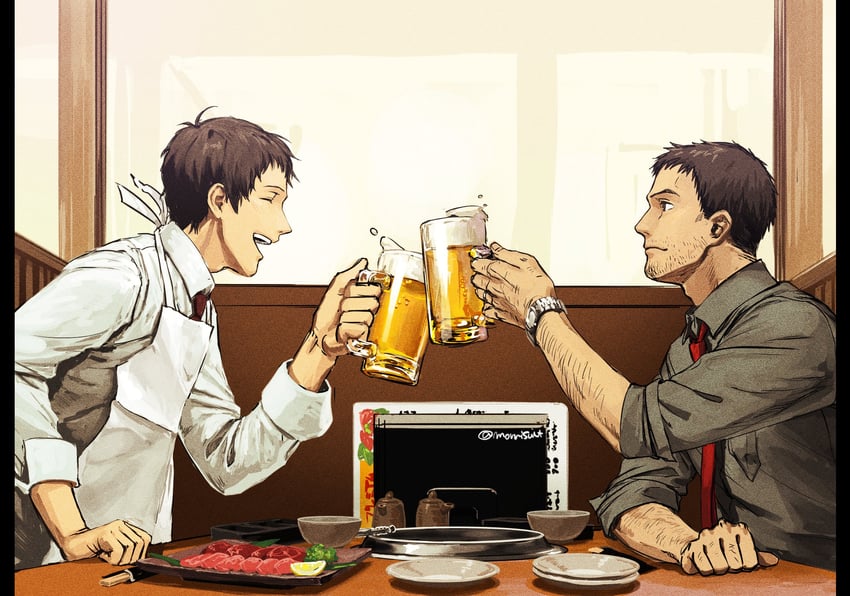 adachi tooru and doujima ryoutarou (persona and 1 more) drawn by morrisuit