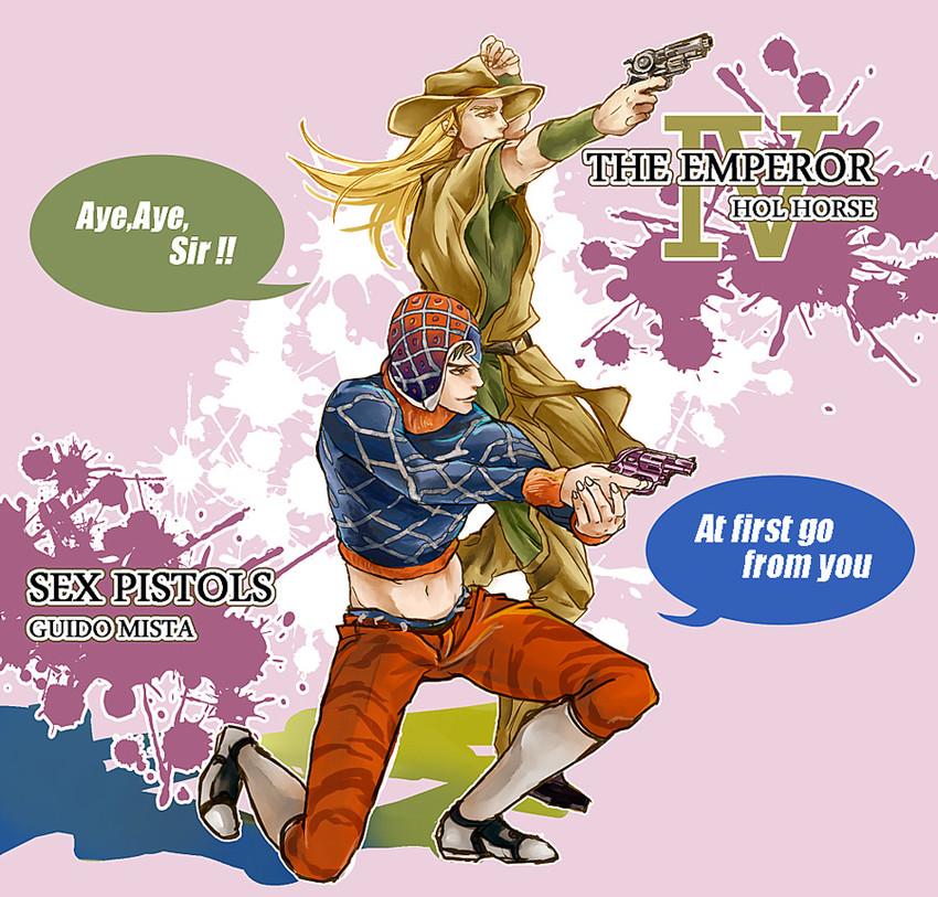 guido mista, hol horse, and emperor (jojo no kimyou na bouken and 2 more) drawn by slinkyui
