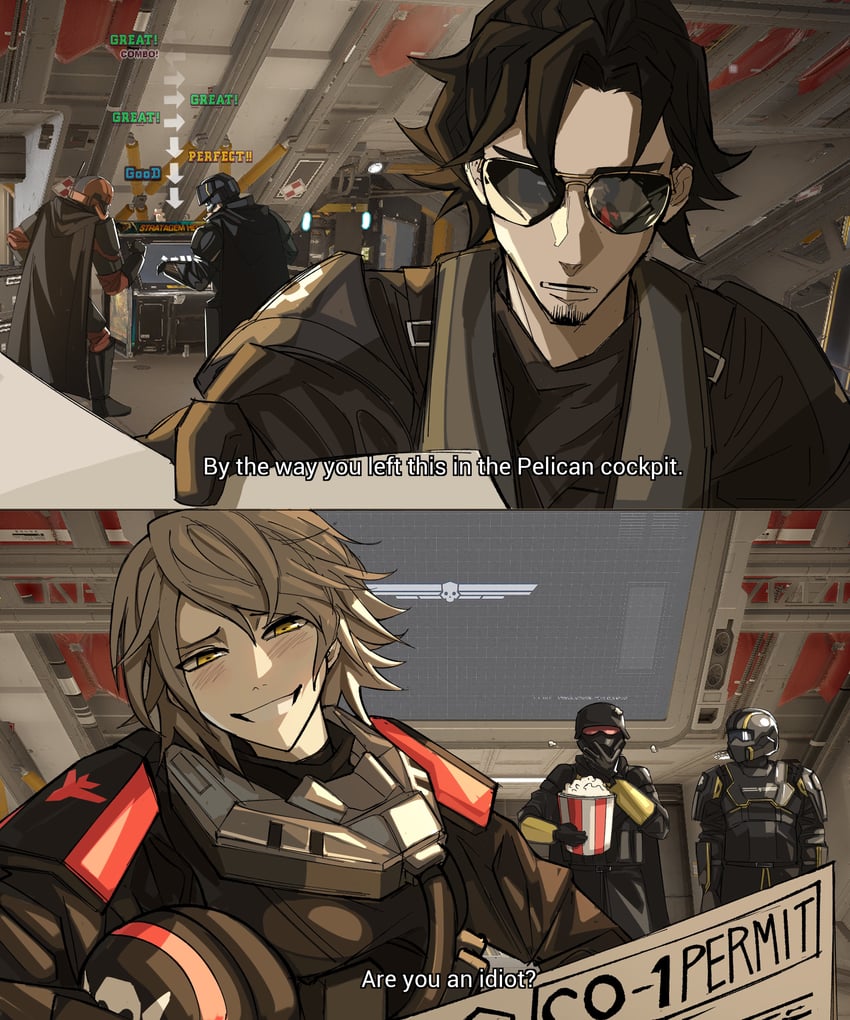 helldiver, eagle 1, and pelican 1 (bemani and 2 more) drawn by heartbreak_juan