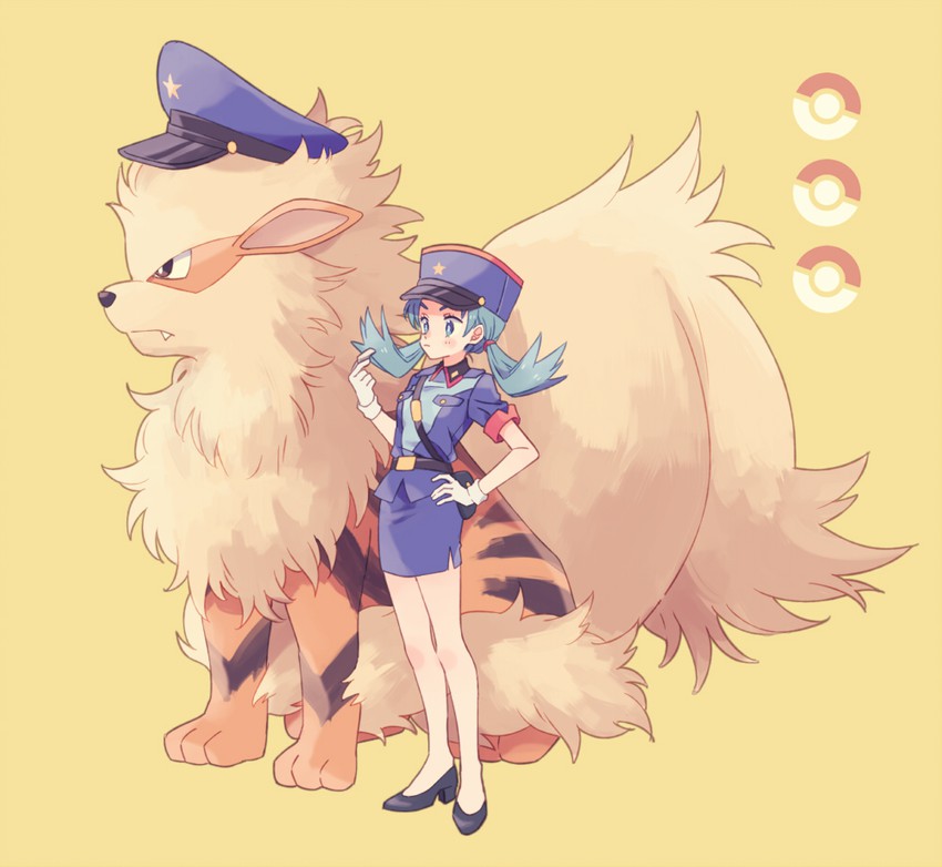 kris, arcanine, and jenny (pokemon and 1 more) drawn by komasawa_(fmn-ppp)