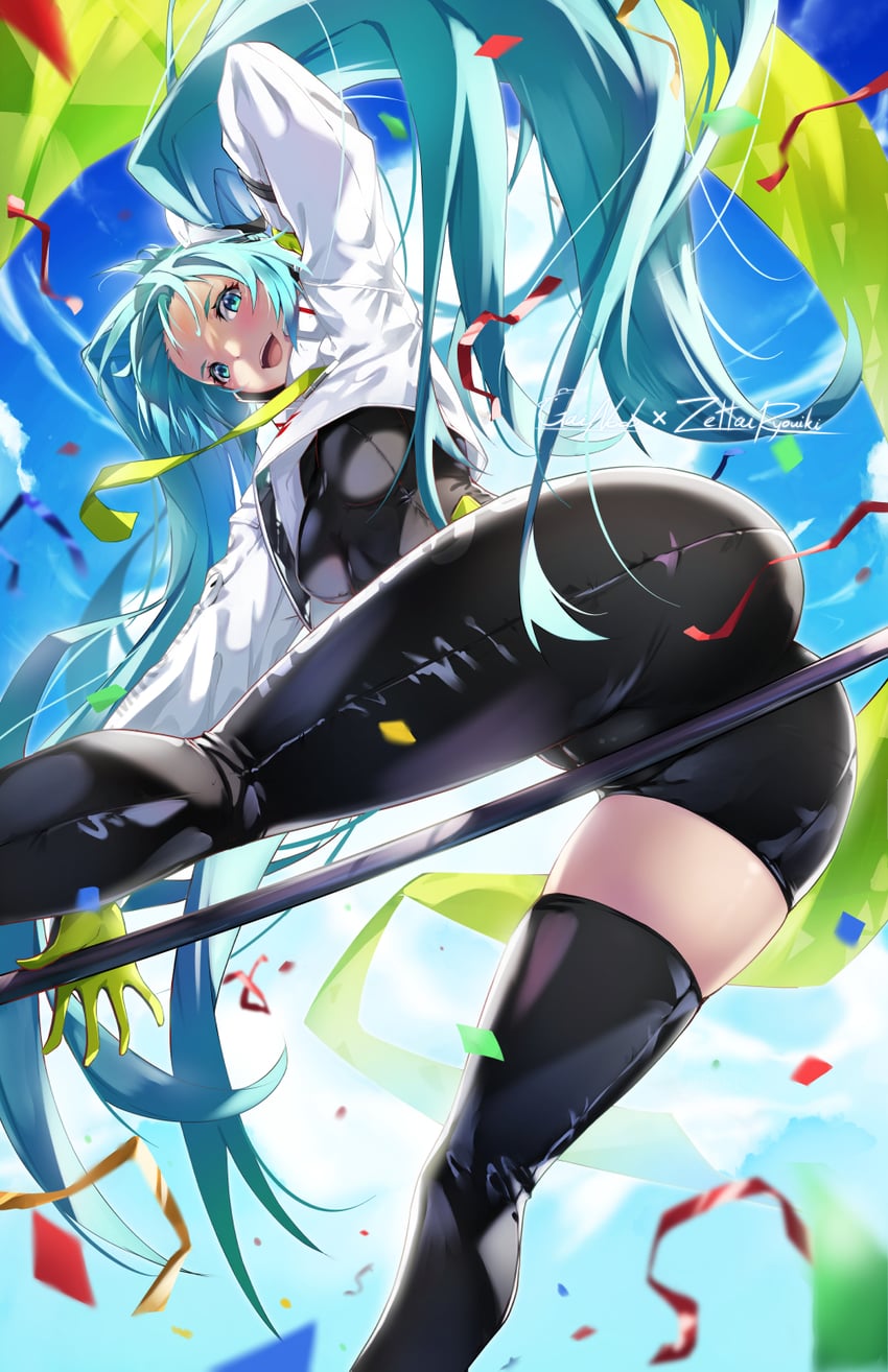 hatsune miku and racing miku (vocaloid and 1 more) drawn by gainoob