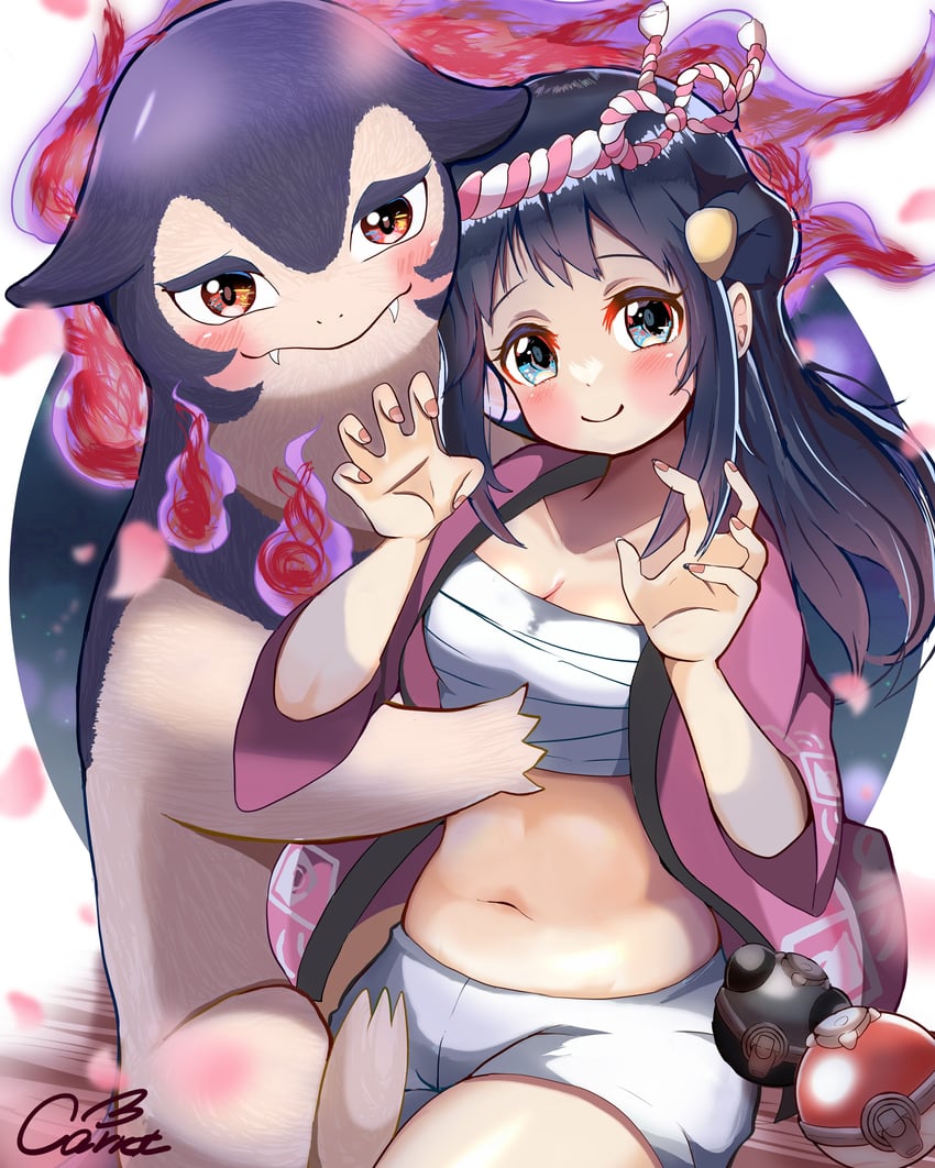 akari and hisuian typhlosion (pokemon and 1 more) drawn by carrot_summer