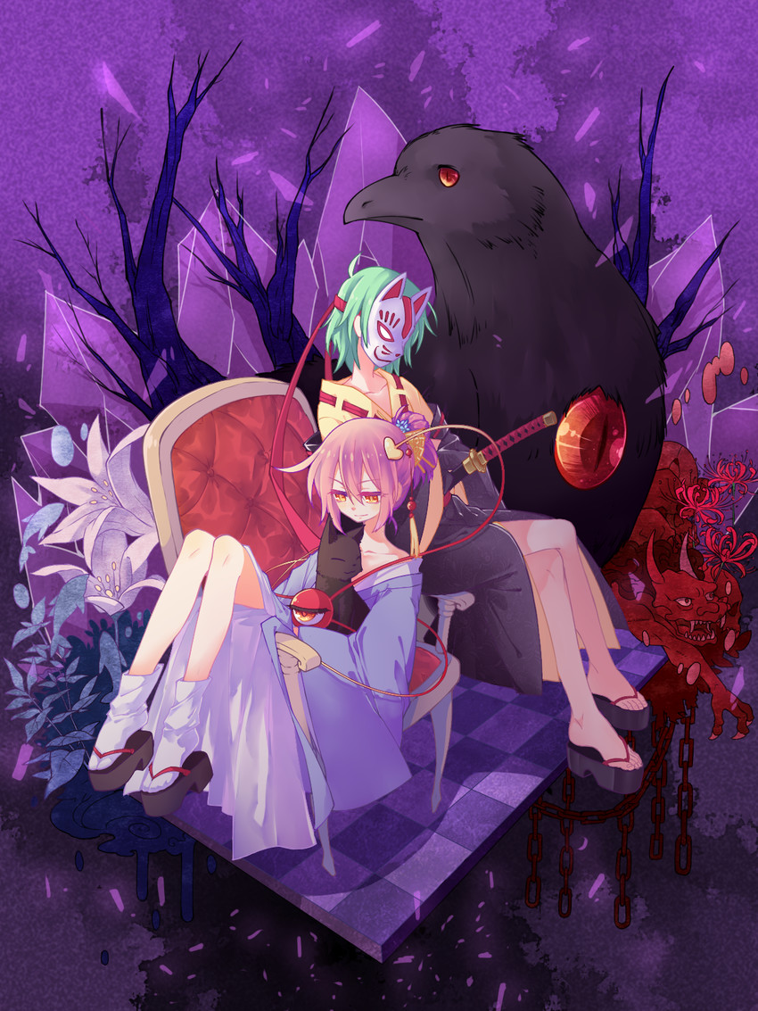 komeiji satori, kaenbyou rin, reiuji utsuho, and shiki eiki (touhou) drawn by beichen_xiaobei