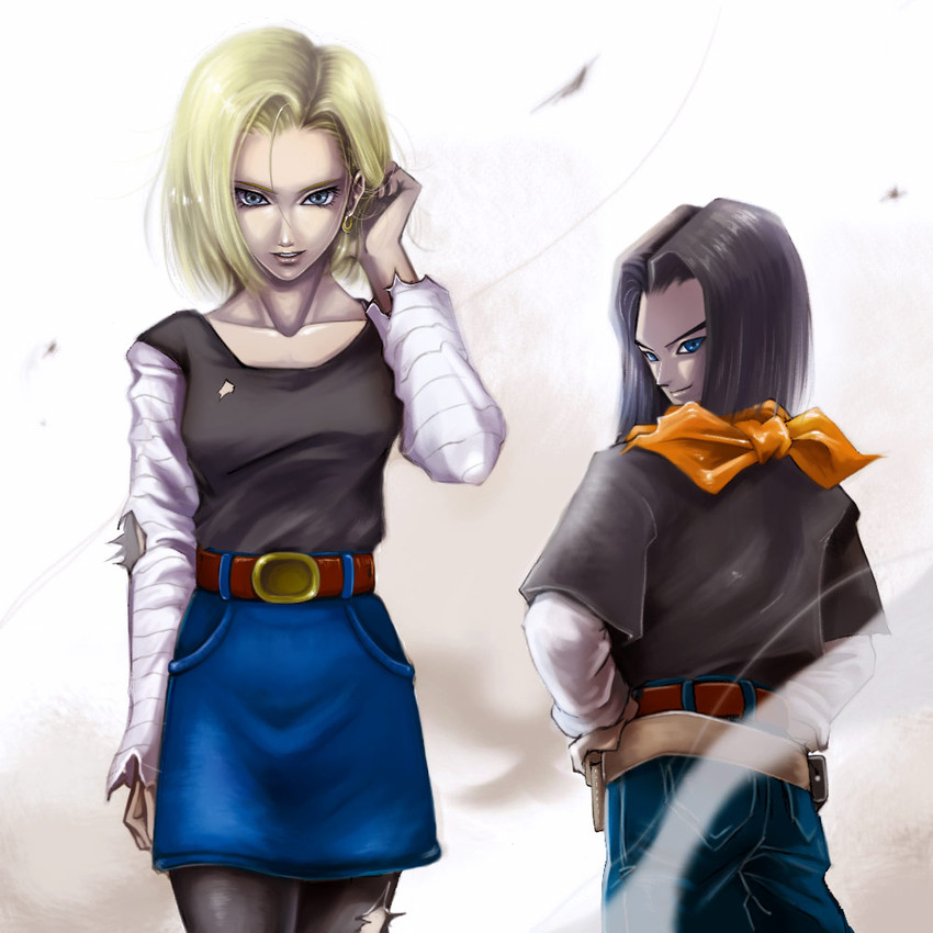 android 18 and android 17 (dragon ball and 1 more) drawn by yattuke