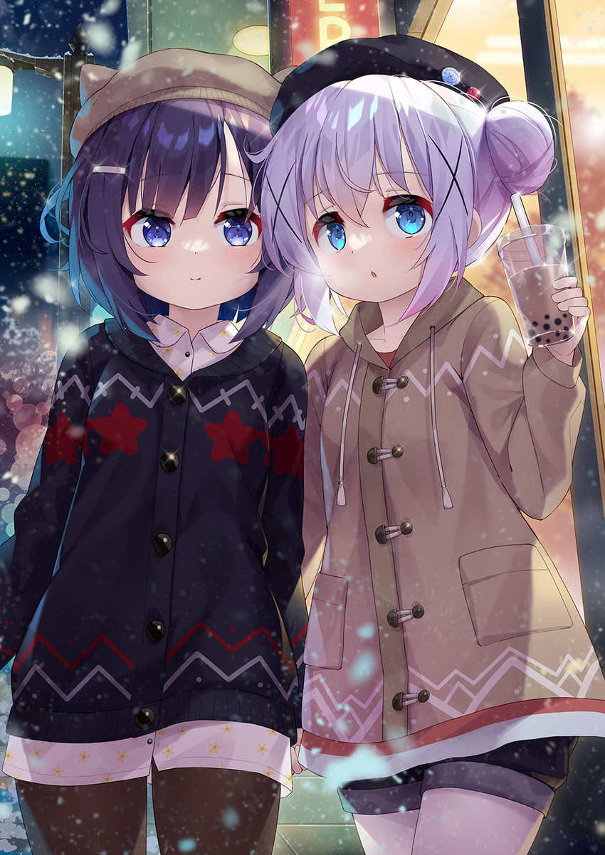 kafuu chino and fuiba fuyu (gochuumon wa usagi desu ka?) drawn by taku_michi