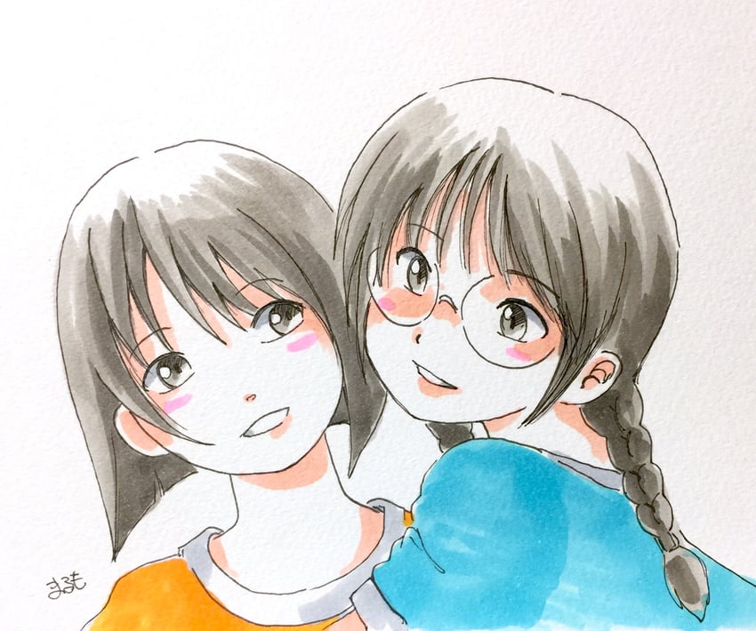 sakura momoko and honami tamae (chibi maruko-chan) drawn by marumo_516