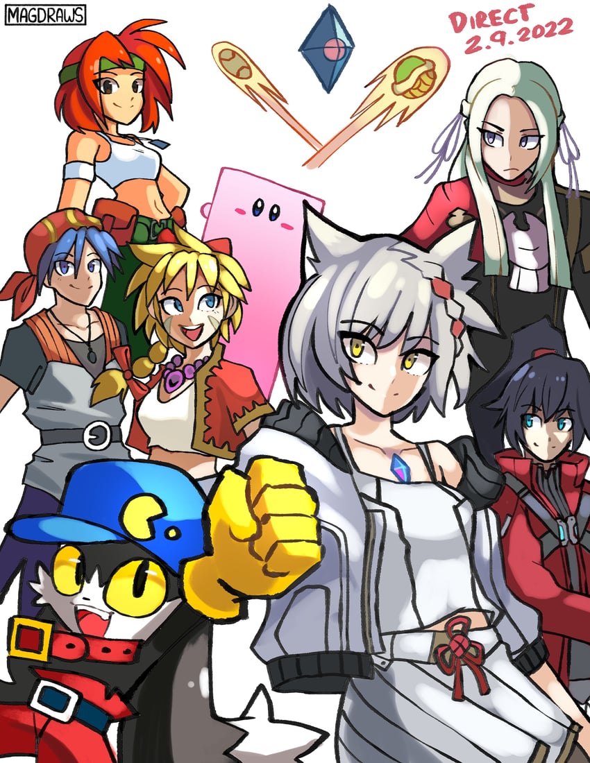 kirby, edelgard von hresvelg, mio, noah, kid, and 3 more (fire emblem and 12 more) drawn by mag_(magdraws)