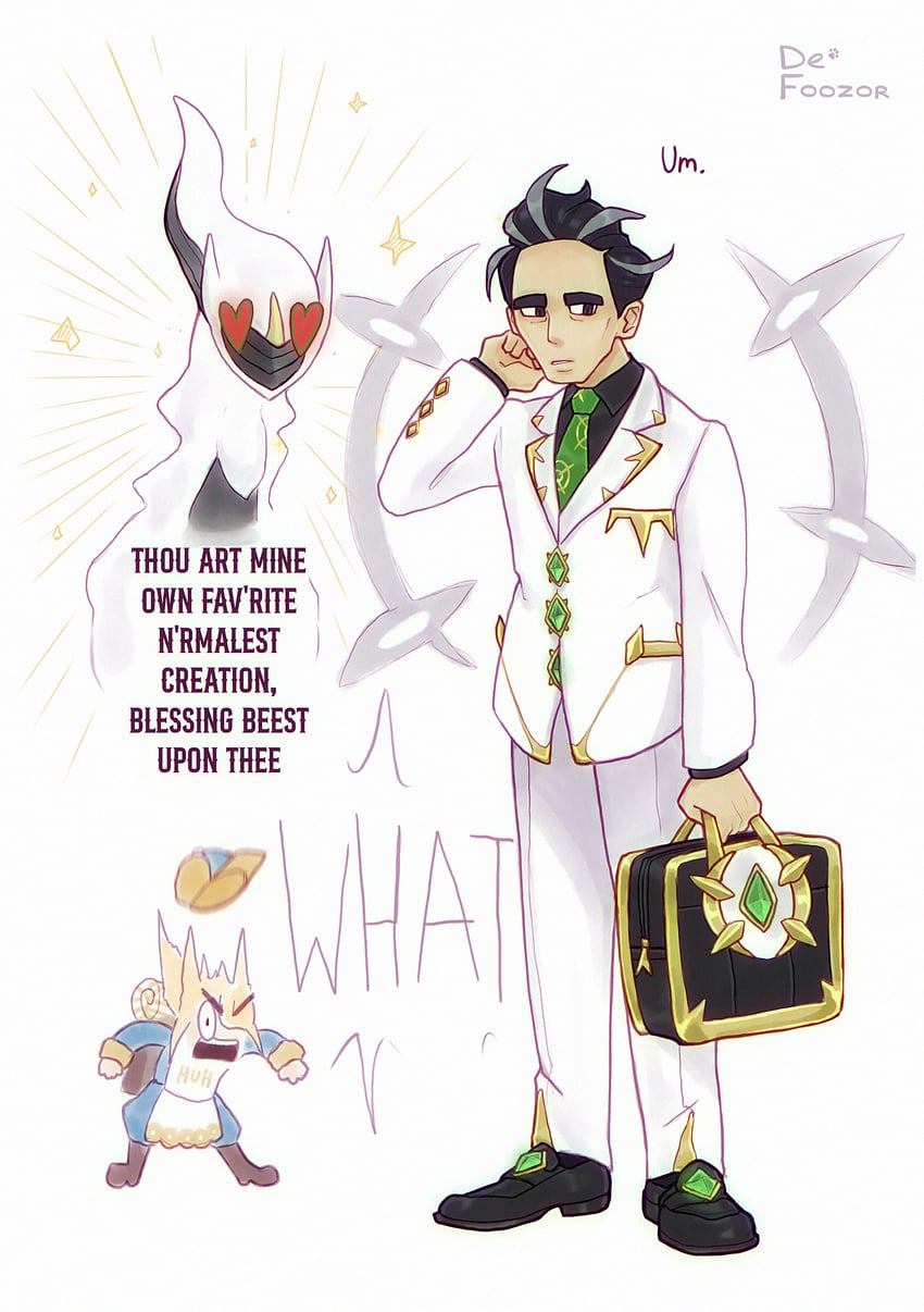 volo, larry, and arceus (pokemon and 3 more) drawn by dirtyfox911911