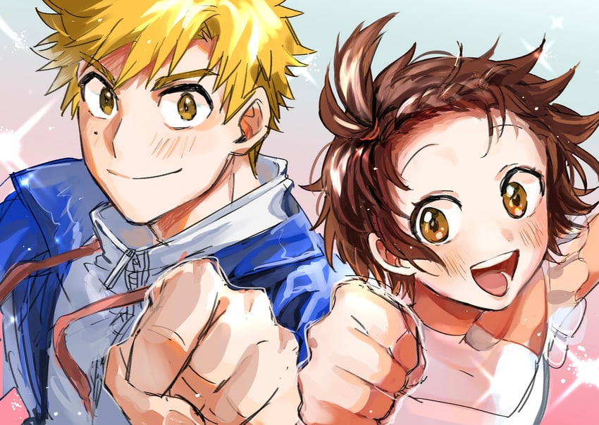 yuitsuka inori and akeuraji tsukasa (medalist) drawn by oilon
