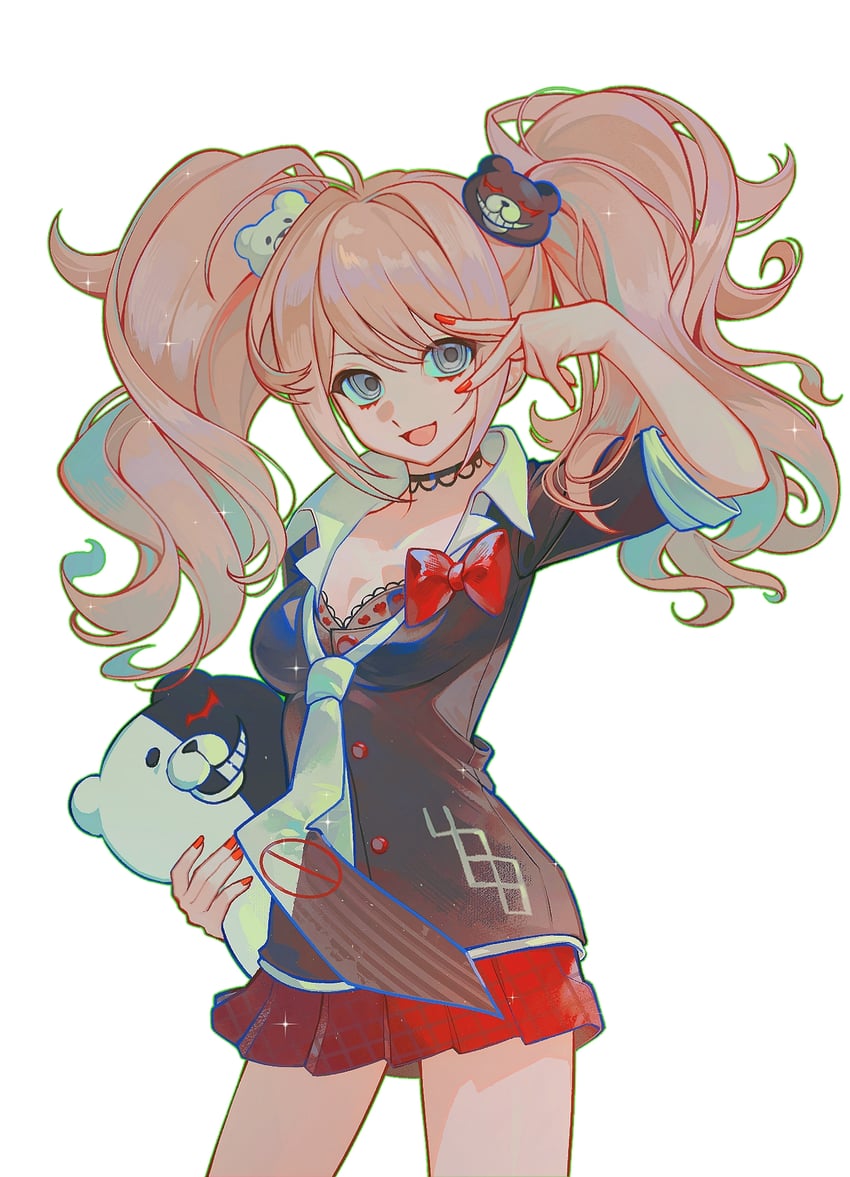 enoshima junko and monokuma (danganronpa and 1 more) drawn by chenshuimozhounia
