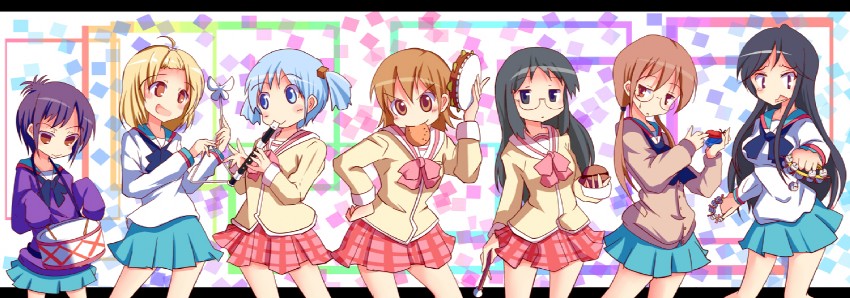 naganohara mio, aioi yuuko, minakami mai, ichii tooru, nishi yuuko, and 2 more (nichijou and 1 more) drawn by natsu_(anta_tte_hitoha)