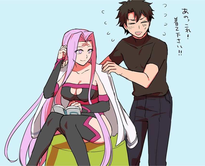 fujimaru ritsuka and medusa (fate and 1 more) drawn by takeshi_kai