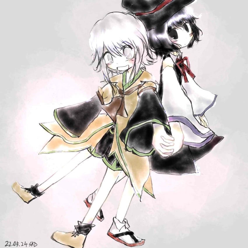 enraku tsubakura and houlen yabusame (len'en) drawn by shukudensha