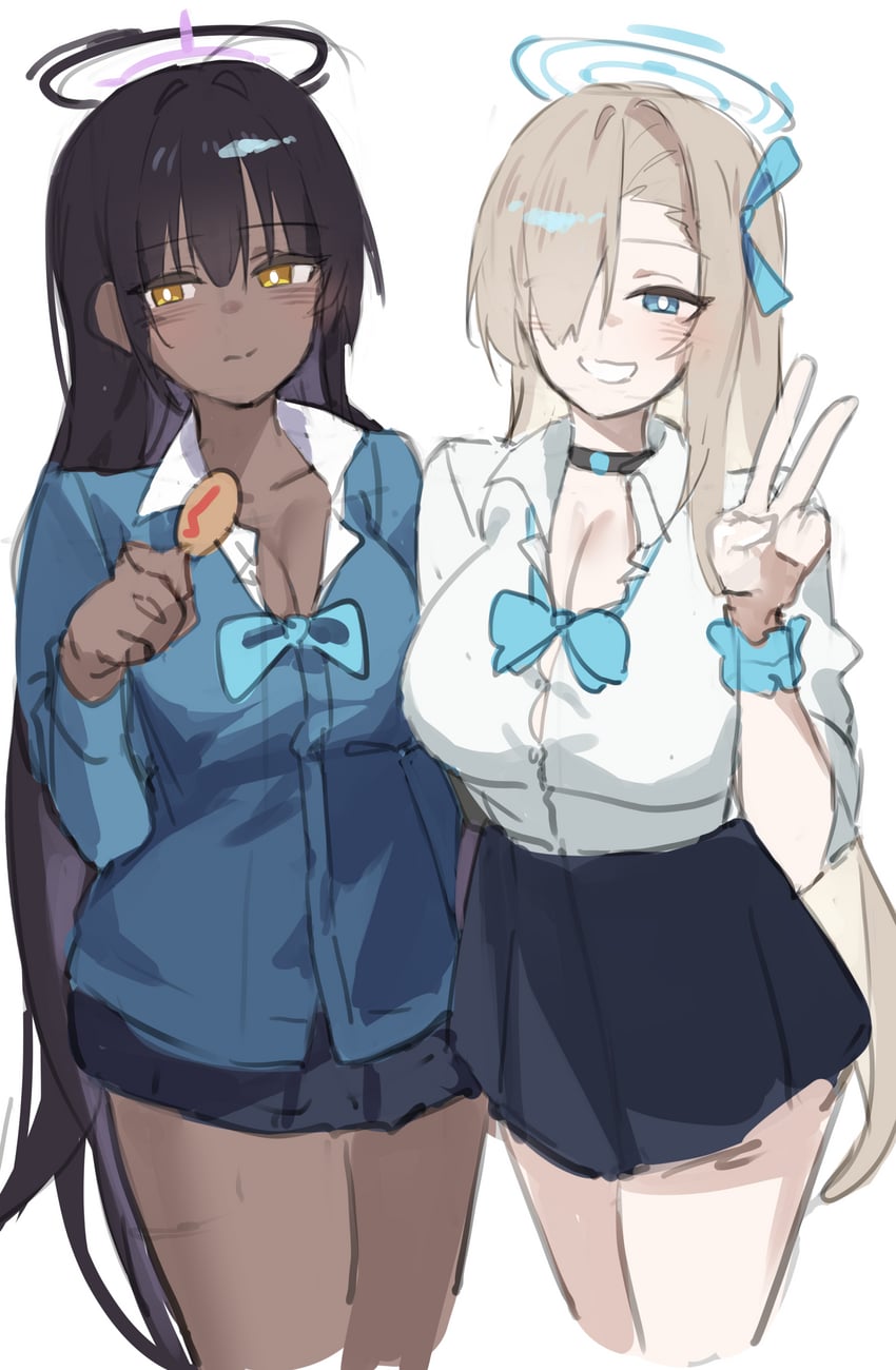 asuna and karin (blue archive) drawn by siwa_(st_ekfrlfkep)