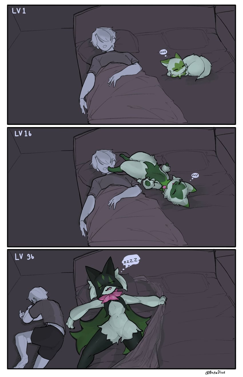 sprigatito, meowscarada, and floragato (pokemon and 1 more) drawn by breadiwe