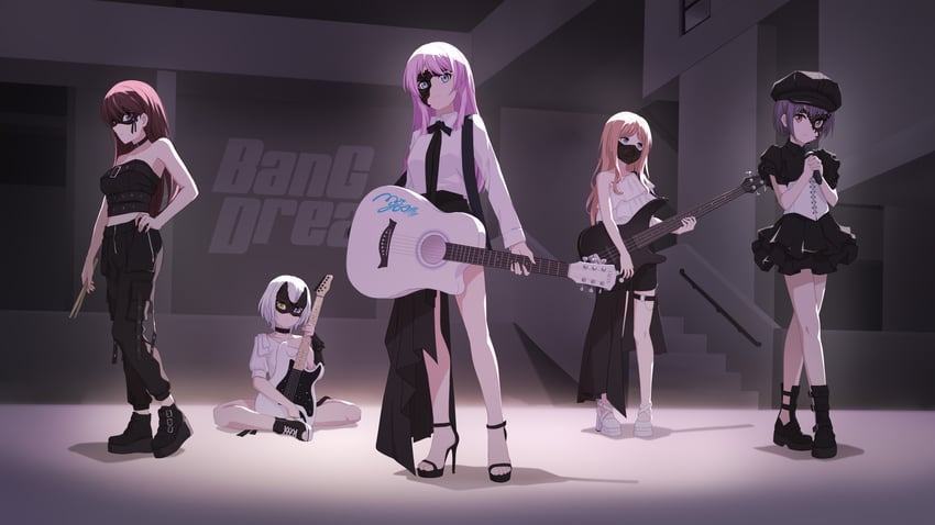 chihaya anon, nagasaki soyo, shiina taki, takamatsu tomori, and kaname raana (bang dream! and 1 more) drawn by laofuzi_dai_bansho