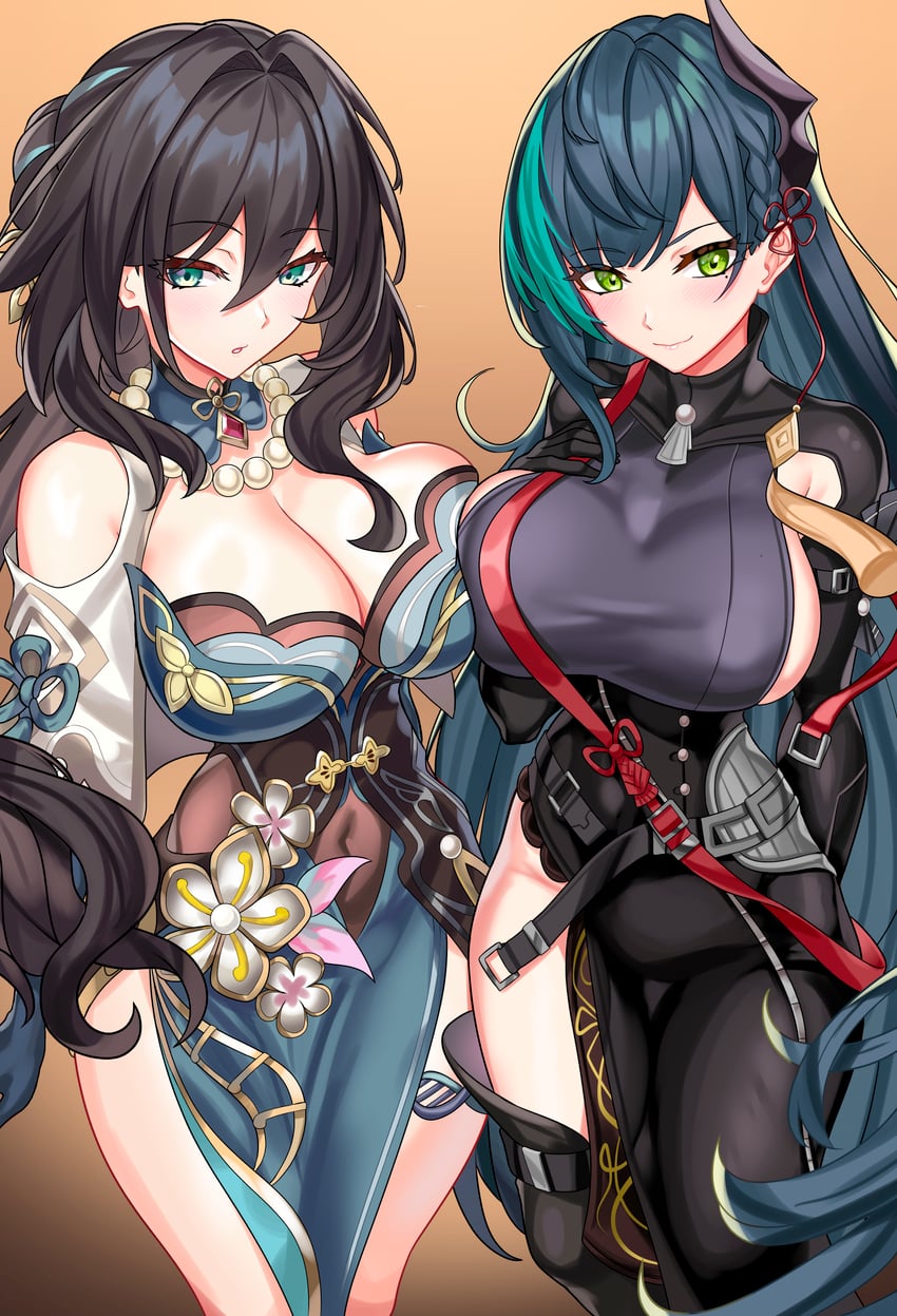 ruan mei and lin (honkai and 2 more) drawn by nez-box